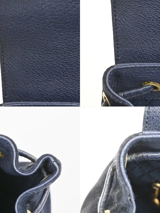 GUCCI Bamboo Logo 2way Back Pack Bag Suede Leather Navy Blue GHW Italy 38MA494